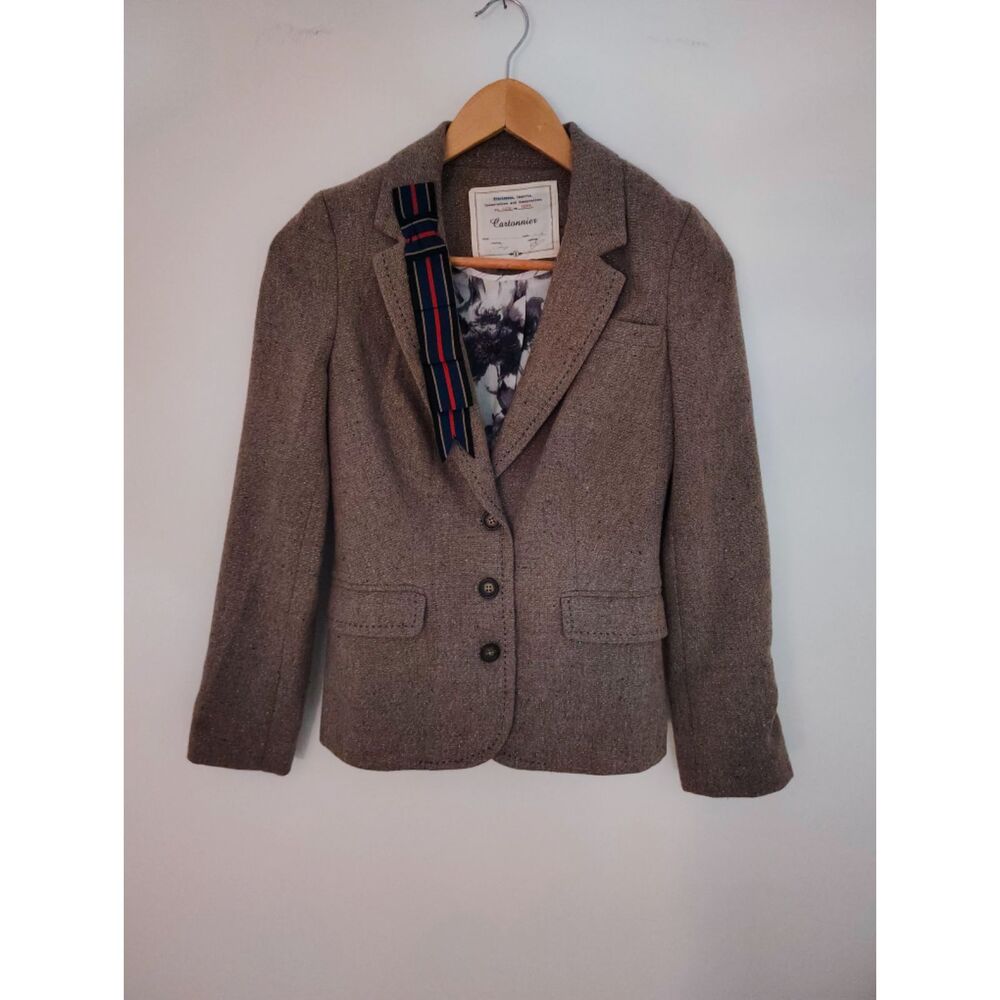 Anthropologie Cartonnier Frontrunner Tweed Blazer Equestrian Preppy